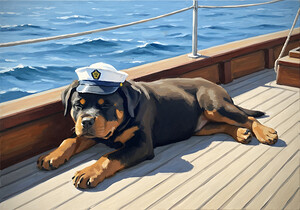 Brave Puppy Navigator Spots Land Ahead