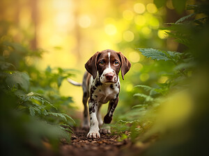 German Shorthaired Pointer Puppy Explores Forest Trail by Puppy Prints