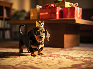 Dachshund Puppy Gets Ready For Birthday Celebration