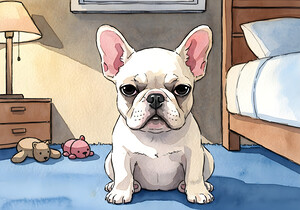 French Bulldog Puppy Getting Sleepy At Bedtime by Puppy Prints