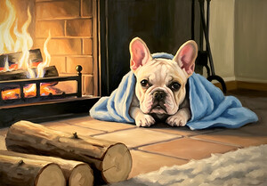 French Bulldog Puppy Happy And Warm After Beach Adventure by Puppy Prints
