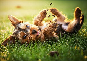 Tired Yorkshire Terrier Heads Home by Puppy Prints