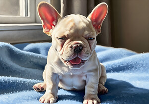 Sleepy French Bulldog Puppy Begins To Yawn by Puppy Prints