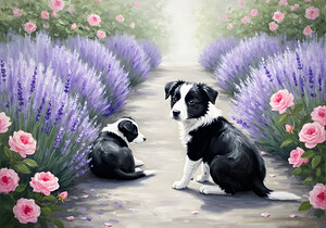 Border Collie Puppy Rests After Adventure With Siblings by Puppy Prints