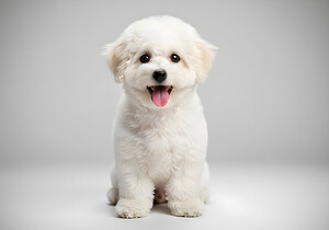Focused Bichon Frise Puppy Poses Perfectly For Camera by Puppy Prints