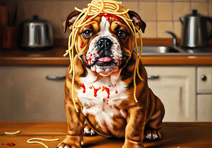 Happy Puppy After Finishing Spaghetti Adventure