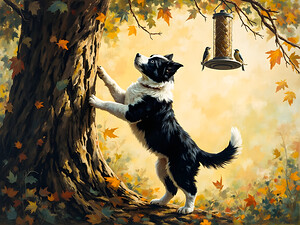 Border Collie Puppy Dreams Of Bird Feeder Adventure   by Puppy Prints
