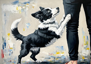 Border Collie Puppys Joyful Garden Victory Dance by Puppy Prints