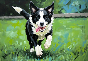 Border Collie Puppy Ready To Chase by Puppy Prints