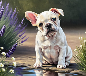 Happy French Bulldog Puppy Understands His Reflection by Puppy Prints