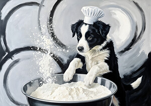 Border Collie Puppys First Cooking Adventure by Puppy Prints
