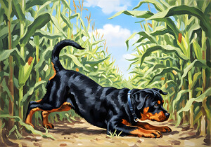 Rottweiler Puppy Discovers The Corn Maze Adventure by Puppy Prints
