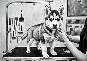 Siberian Husky Puppys First Trip To The Groomer