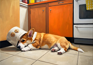 Free Corgi Puppy Celebrates His Escape by Puppy Prints