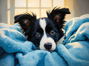 Border Collie Puppy Discovers Cozy Blanket Fort by Puppy Prints
