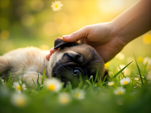 Sleepy Pug Puppy Rests After Perfect Ear Scratches by Puppy Prints