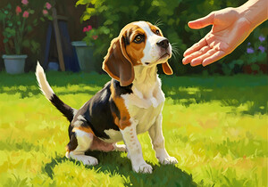 Beagle Puppy Meets New Friend by Puppy Prints