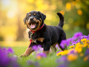 Free Rottweiler Puppy Wags Tail With Joy by Puppy Prints