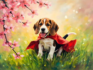Beagle Puppy Feels Like A True Hero by Puppy Prints