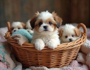 Shih Tzu Puppy Discovers Cozy Laundry Basket Adventure by Puppy Prints