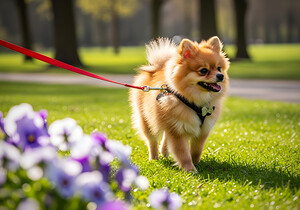 Pomeranian Puppy Masters Leash Walking Happily by Puppy Prints