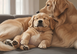 Sleepy Golden Retriever Puppy Drifts Off After Nursing by Puppy Prints