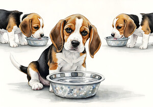 Beagle Puppy Satisfied After Drinking Water by Puppy Prints