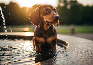 Happy Puppy After Drinking Water