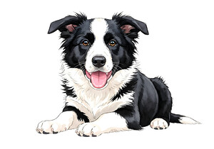 Happy Border Collie Puppy Enjoys Well Deserved Reward by Puppy Prints