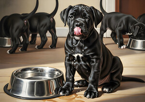 Satisfied Cane Corso Puppy After Drinking Water by Puppy Prints