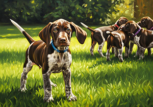 German Shorthaired Pointer Puppy Ready For Playtime by Puppy Prints
