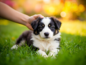 Border Collie Puppy Feeling Sleepy After Ear Scratches by Puppy Prints