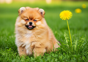 Happy Pomeranian Puppy After Discovering New Scent by Puppy Prints