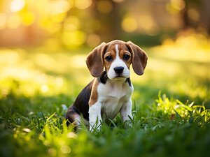 Beagle Puppy Senses Something Strange Behind Him by Puppy Prints