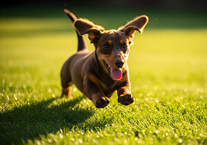 Happy Dachshund Puppy Celebrates Training Success