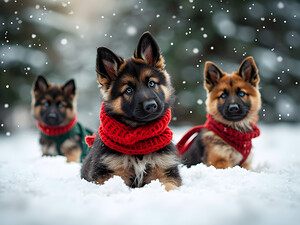 German Shepherd Puppys First Snow Day Adventure by Puppy Prints