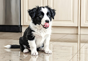 Border Collie Puppy Anticipates Delicious Treat by Puppy Prints