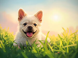 Tired French Bulldog Puppy Resting After Playing by Puppy Prints