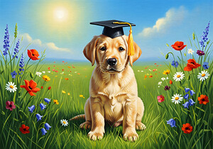 Labrador Puppys Big Graduation Day by Puppy Prints