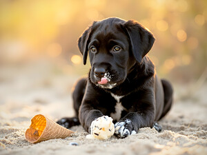 Happy Cane Corso Puppy Cleans Up After Ice Cream Adventure by Puppy Prints