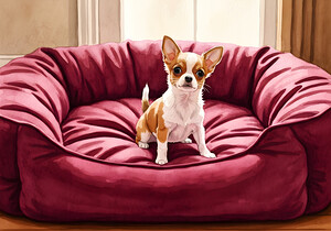 Tiny Chihuahua Puppy Discovers Giant Dog Bed by Puppy Prints