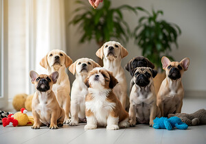 Shih Tzu Puppy Spots Delicious Treats Above by Puppy Prints