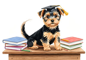 Yorkshire Terrier Puppys First Day Of School by Puppy Prints