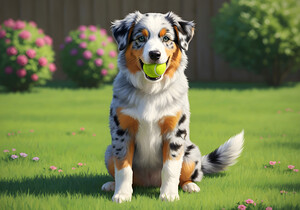 Australian Shepherd Puppy Successfully Retrieves Ball by Puppy Prints