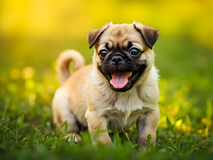 Pug Puppy Successfully Completes Stay Command by Puppy Prints