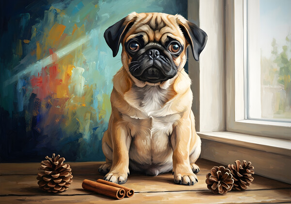 Contented Pug Puppy Enjoys Aromatic Discovery Print