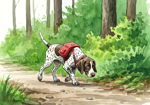 German Shorthaired Pointer Puppy Gets Ready For Adventure Print
