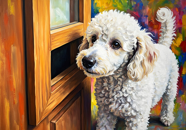 Poodle Puppy Discovers The Mail Slot Print