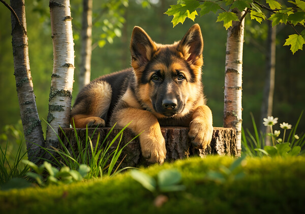 Curious Puppy King Spots Something Interesting Print