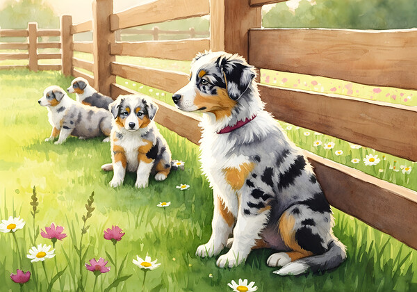 Content Australian Shepherd Puppy Enjoys Peaceful Moment Print